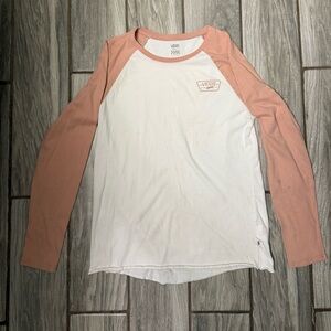 Vans Off The Wall Women’s White and Pink Long Sleeve Shirt